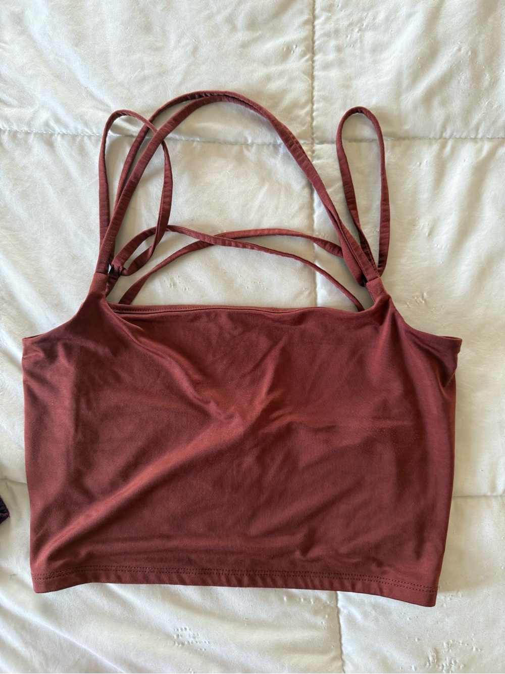 Express Strappy Crop Top in Burgundy